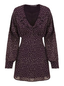 Mar De Margaritas - Abito Corto Con Rouches Su Scollatura - Mmabw01810-Tpl0036-Rs37 - Pois Acquerellato Bordeaux