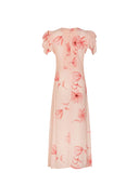 Mar De Margaritas - Kristel - Abito Midi Con Drappeggio E Bottoncini - Mmabw01537-Ar14 - Lotus Pesca