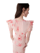 Mar De Margaritas - Kristel - Abito Midi Con Drappeggio E Bottoncini - Mmabw01537-Ar14 - Lotus Pesca