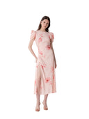 Mar De Margaritas - Kristel - Abito Midi Con Drappeggio E Bottoncini - Mmabw01537-Ar14 - Lotus Pesca