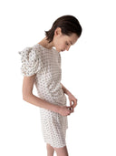 Mar De Margaritas - Karin - Abito Corto Con Drappeggio E Bottoncini - Mmabw01542-Bi114 - Petitpois Ecru