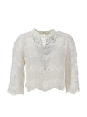 Twinset - Blusa Manica 3/4 in Macramé - 261tp2900-00059 - Madreperla
