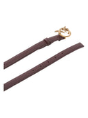 Pinko - Cintura sottile Love Birds in pelle 2cm - 100143A0F1-M12Q - Marrone Marasca-Antique Gold