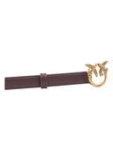 Pinko - Cintura sottile Love Birds in pelle 2cm - 100143A0F1-M12Q - Marrone Marasca-Antique Gold