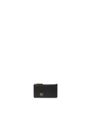 Pinko - Airone Cardholder Vitello Seta - 100251-A0F1-Z99Q - Nero-Antique Gold