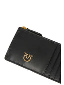 Pinko - Airone Cardholder Vitello Seta - 100251-A0F1-Z99Q - Nero-Antique Gold