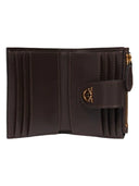 Pinko - Portafoglio piccolo in pelle liscia con logo - 103610A0F1-M12Q - Marrone Marasca-Antique Gold