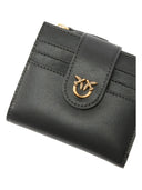 Pinko - Portafoglio piccolo in pelle liscia con logo - 103610A0F1-Z99Q - Nero-Antique Gold