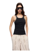Pinko - Top Coriandoli a costine con ricami gioiello - 104109A3J4-Z99 - Nero Limousine