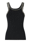 Pinko - Top Coriandoli a costine con ricami gioiello - 104109A3J4-Z99 - Nero Limousine