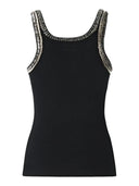 Pinko - Top Coriandoli a costine con ricami gioiello - 104109A3J4-Z99 - Nero Limousine
