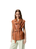 Pinko - Gilet Gypsy Pelle Lavata - 106232-A31X-L38 - Marrone Crema Di Moca