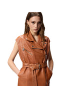 Pinko - Gilet Gypsy Pelle Lavata - 106232-A31X-L38 - Marrone Crema Di Moca