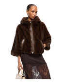 Pinko - Giacca blouson effetto pelliccia con cappuccio - 107054A3C5-M11 - Marrone-Chicco Di Caffe'