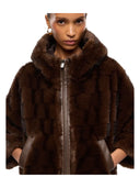 Pinko - Giacca blouson effetto pelliccia con cappuccio - 107054A3C5-M11 - Marrone-Chicco Di Caffe'