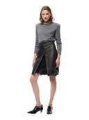 Pinko - Gonna al ginocchio effetto pelle c/cintura e spacc - 107080A3E8-I76 - Grigio Corvo