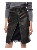 Pinko - Gonna al ginocchio effetto pelle c/cintura e spacc - 107080A3E8-I76 - Grigio Corvo