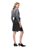 Pinko - Gonna al ginocchio effetto pelle c/cintura e spacc - 107080A3E8-I76 - Grigio Corvo