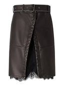 Pinko - Gonna al ginocchio effetto pelle c/cintura e spacc - 107080A3E8-I76 - Grigio Corvo