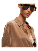 Pinko - Camicia Careser in twill mano pesca - 107169A3F8-M10 - Marrone-Caffe Liquoroso