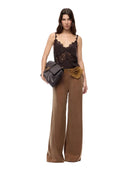 Pinko - Pantaloni Porta palazzo in twill mano pesca - 107170A3F8-M10 - Marrone-Caffe Liquoroso