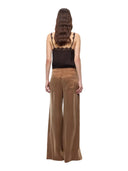 Pinko - Pantaloni Porta palazzo in twill mano pesca - 107170A3F8-M10 - Marrone-Caffe Liquoroso