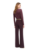 Pinko - Pantaloni Petalo a palazzo tinta unita - 107214A18E-Rr7 - Bordeaux Scuro