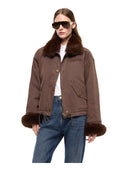 Pinko - Caban Garlate con dettagli effetto pelliccia - 107219A3Gv-L64 - Marrone - Caffe'