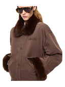 Pinko - Caban Garlate con dettagli effetto pelliccia - 107219A3Gv-L64 - Marrone - Caffe'