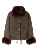 Pinko - Caban Garlate con dettagli effetto pelliccia - 107219A3Gv-L64 - Marrone - Caffe'