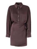 Pinko - Abito corto Asfodelo con abbottonatura - 107369A3Hl-L72 - Marrone Testa Moro