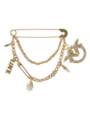 Pinko - Spilla gioiello con doppia catena e charm - 107373A3Jc-Z20L - Crystal/Gold