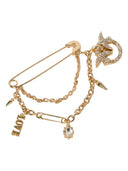 Pinko - Spilla gioiello con doppia catena e charm - 107373A3Jc-Z20L - Crystal/Gold