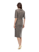 Pinko - Abito aderente in lana check c/cintura Love Birds - 107417A3Ff-Cyz - Beige/Bordeaux/Nero