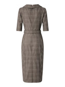 Pinko - Abito aderente in lana check c/cintura Love Birds - 107417A3Ff-Cyz - Beige/Bordeaux/Nero