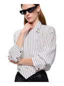 Pinko - Camicia Colchico a righe con cravatta - 107482A33Q-Zz1 - Bianco/Nero
