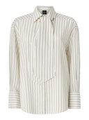 Pinko - Camicia Colchico a righe con cravatta - 107482A33Q-Zz1 - Bianco/Nero