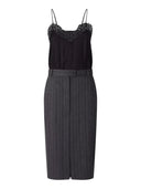 Pinko - Vestito Arneis longuette con gonna gessata - 107497A3Ff-In4 - Mult.Grigio/Rosa