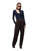 Pinko - Pantaloni Balbino barrel fit in misto lana - 107712A3Ms-M04 - Marrone Oltre Buio