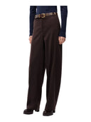 Pinko - Pantaloni Balbino barrel fit in misto lana - 107712A3Ms-M04 - Marrone Oltre Buio