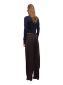 Pinko - Pantaloni Balbino barrel fit in misto lana - 107712A3Ms-M04 - Marrone Oltre Buio