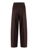 Pinko - Pantaloni Balbino barrel fit in misto lana - 107712A3Ms-M04 - Marrone Oltre Buio