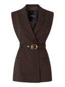 Pinko - Giacca gilet Nuraqus aperta ai lati con cintura - 107727A3Ms-M04 - Marrone Oltre Buio