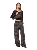 Pinko - Pantaloni in cotone con motivo camouflage floreale - 107766A3Nz-Sd3 - Mult.Verde/Nero