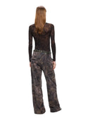 Pinko - Pantaloni in cotone con motivo camouflage floreale - 107766A3Nz-Sd3 - Mult.Verde/Nero