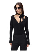 Pinko - Maglia Soffio in lana con pizzo e fusciacca - 107775A3O1-Z99 - Nero Limousine