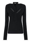Pinko - Maglia Soffio in lana con pizzo e fusciacca - 107775A3O1-Z99 - Nero Limousine
