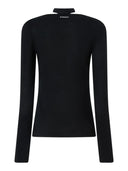 Pinko - Maglia Soffio in lana con pizzo e fusciacca - 107775A3O1-Z99 - Nero Limousine