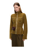 Pinko - Cardigan Pispiglio a coste con tasche - 107802A3Oh-V63 - Verde-Lucertola