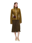 Pinko - Cardigan Pispiglio a coste con tasche - 107802A3Oh-V63 - Verde-Lucertola
